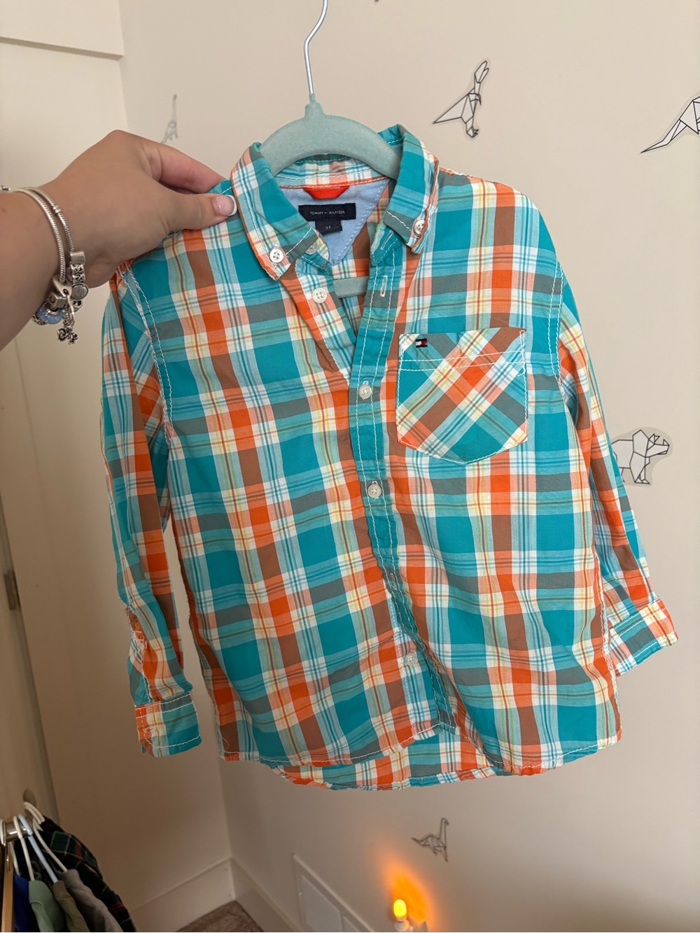 Tommy Hilfiger Teal & Orange Plaid Button-Down Shirt